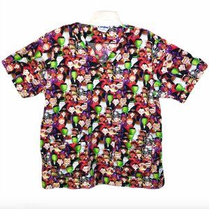 Landau Halloween Scrub Shirt XL Dracula Ghost Frankenstein Clown Nurse Tech Xray